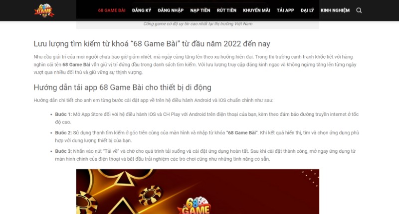 Điều khoản sử dụng chung quy định tại trang web 68gb.casino